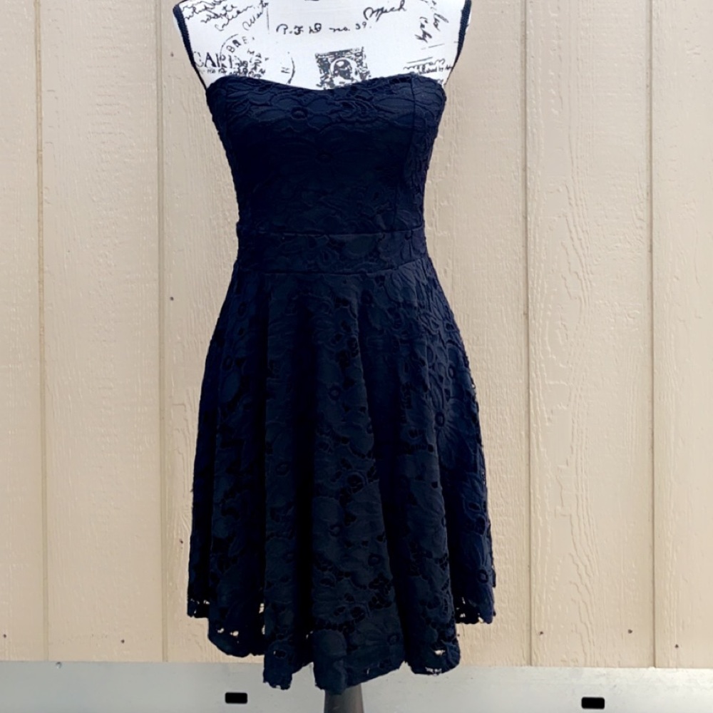 Strapless (Used) Black Lace Dress